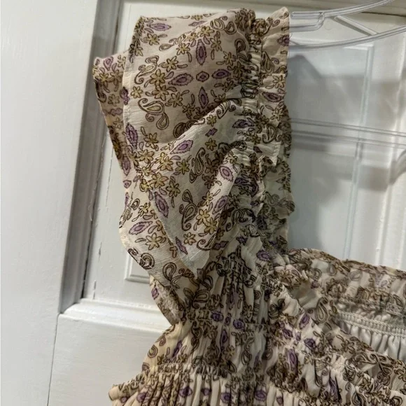 Floral Smocked Top - Cream and Purple - Picture 3 of 3